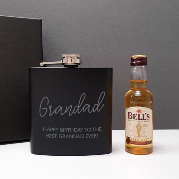 Miniature Bells Whisky With Personalised Hip Flask Gift