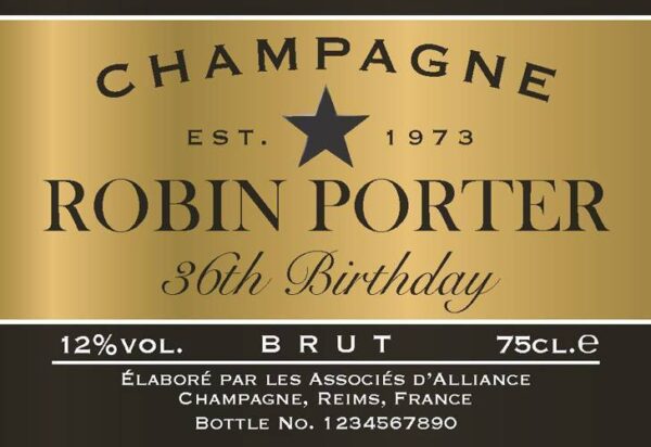 Personalised Birthday Champagne Label - Black