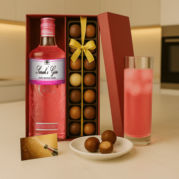 Personalised Pink Gin and Chocolate Truffles