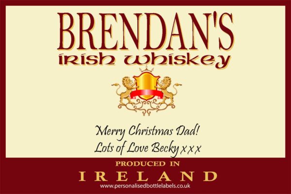 Personalised Irish Whiskey Bottle Label