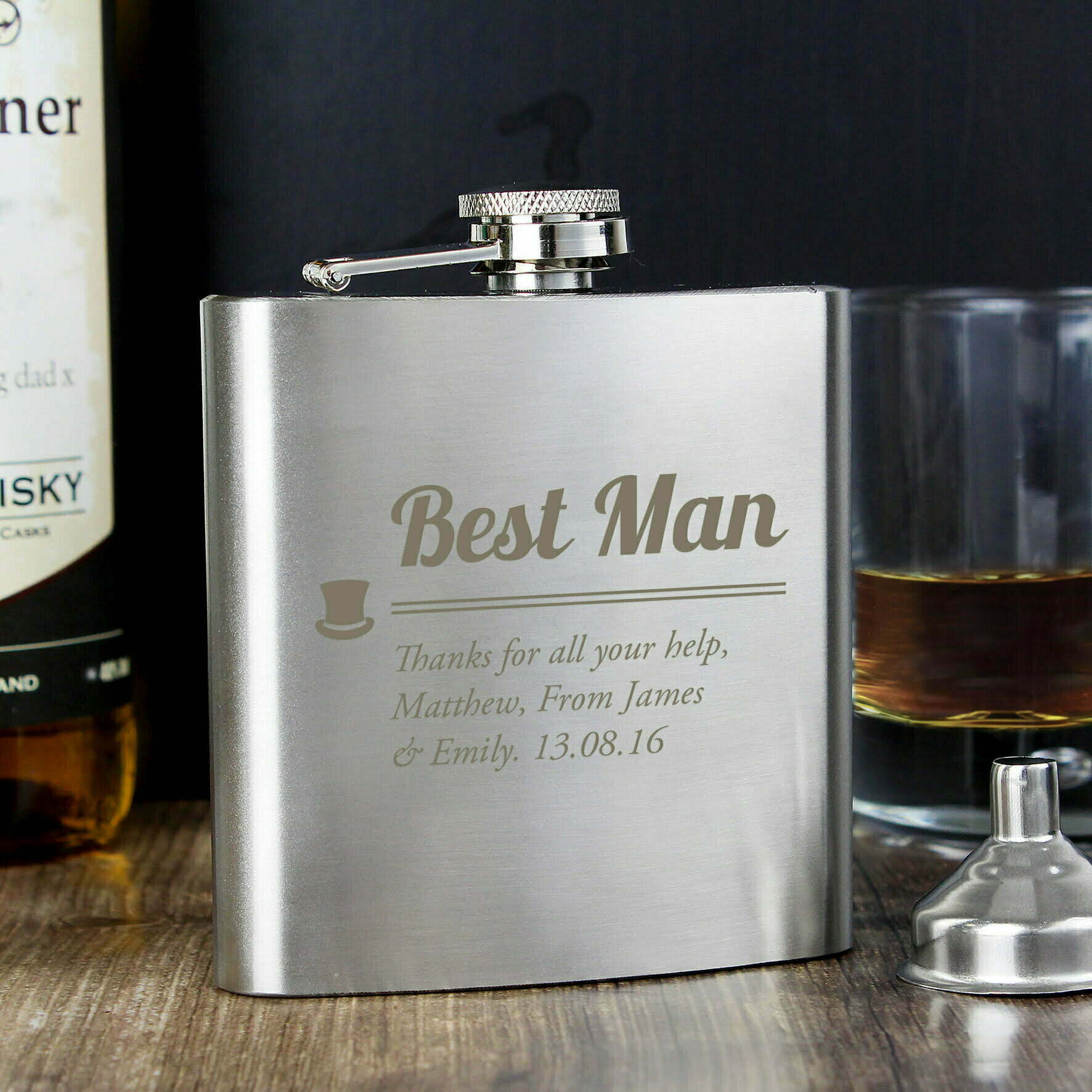Personalised Best Man Hip Flask | Personalised Bottle Labels