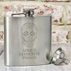 P0102U84.jpg Personalised Sugar Skull Hip Flask