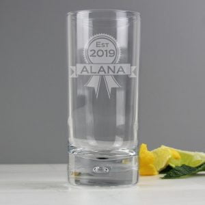 Personalised Established Rosette Hi Ball Bubble Glass