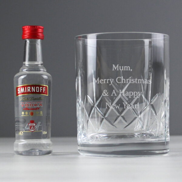 Personalised Cut Crystal Glass & Smirnoff Vodka Gift Set