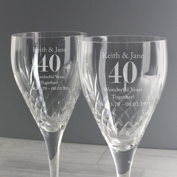 Personalised Anniversary Pair of Crystal Wine Glasses