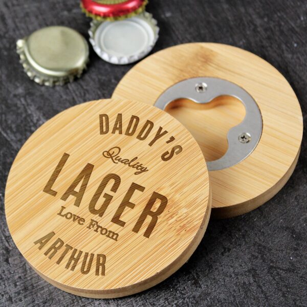 P0111E32.jpg Personalised Free Text Bamboo Bottle Opener Coaster
