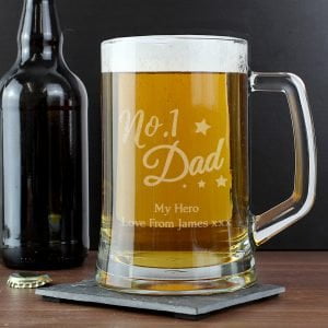 P0307G73.jpg Personalised No.1 Dad Glass Pint Stern Tankard