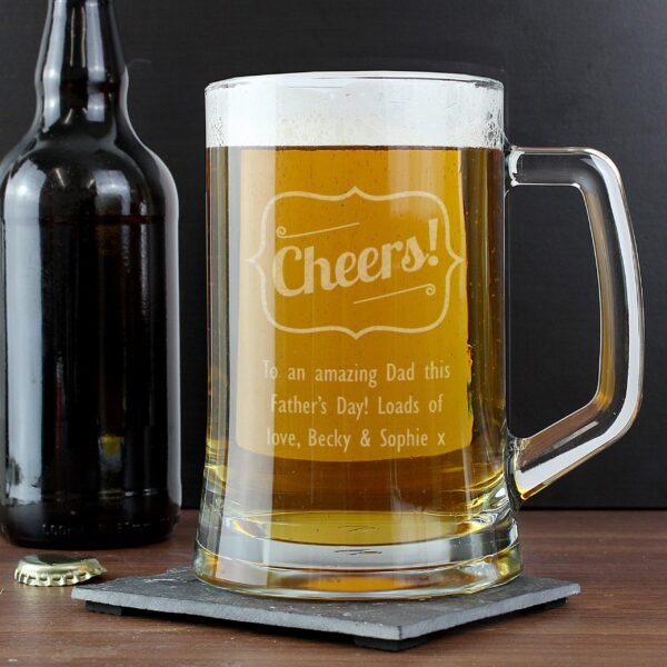 P0307G76.jpg Personalised Cheers Glass Pint Stern Tankard