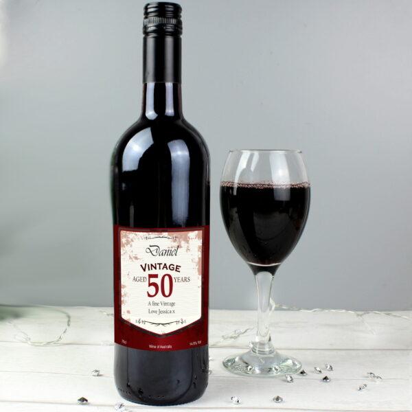 Personalised Red Wine Vintage Age Label