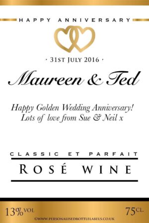 Personalised Anniversary Rosé Wine Label