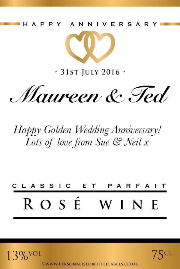Personalised Anniversary Rosé Wine Label