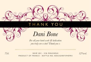 Personalised Thank You Sparkling Rosé Wine Label