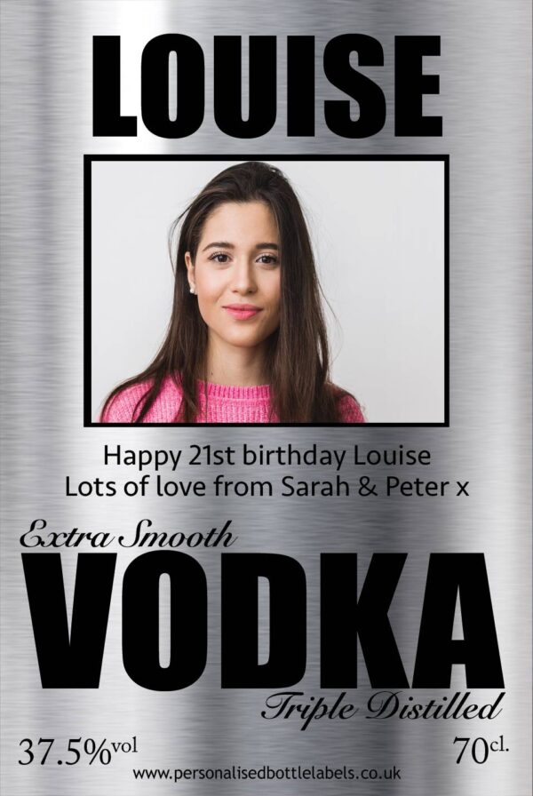 Personalised Photo Silver Vodka Label
