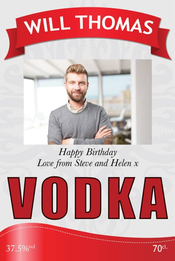 Personalised Photo Vodka Bottle Label NEW Design