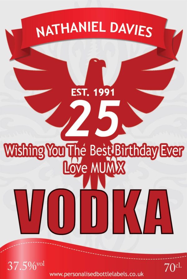 Personalised Birthday Vodka Bottle Label