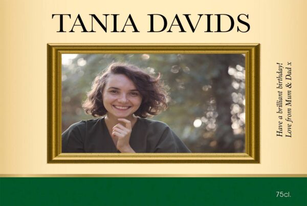 Gold Frame White Wine Photo Upload label