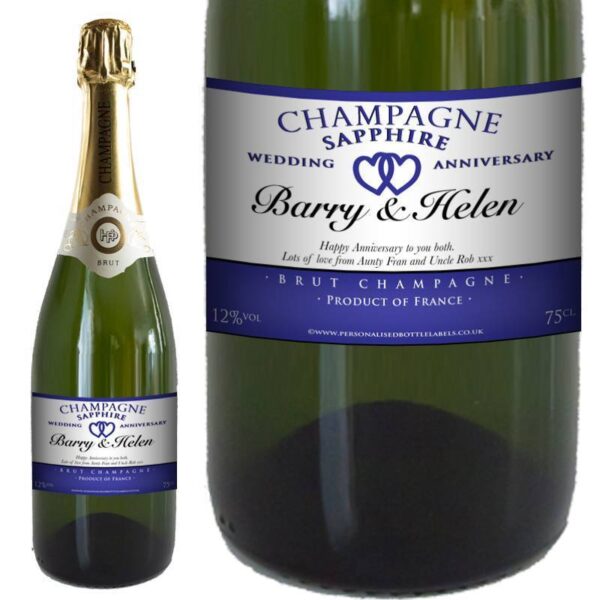 Personalised Sapphire Anniversary Champagne
