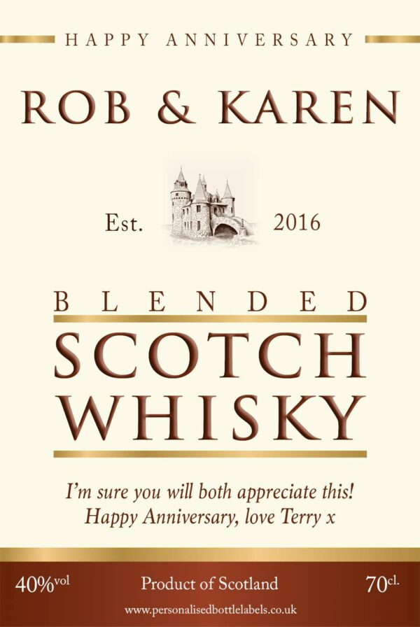 Personalised Anniversary Blended Whisky Label