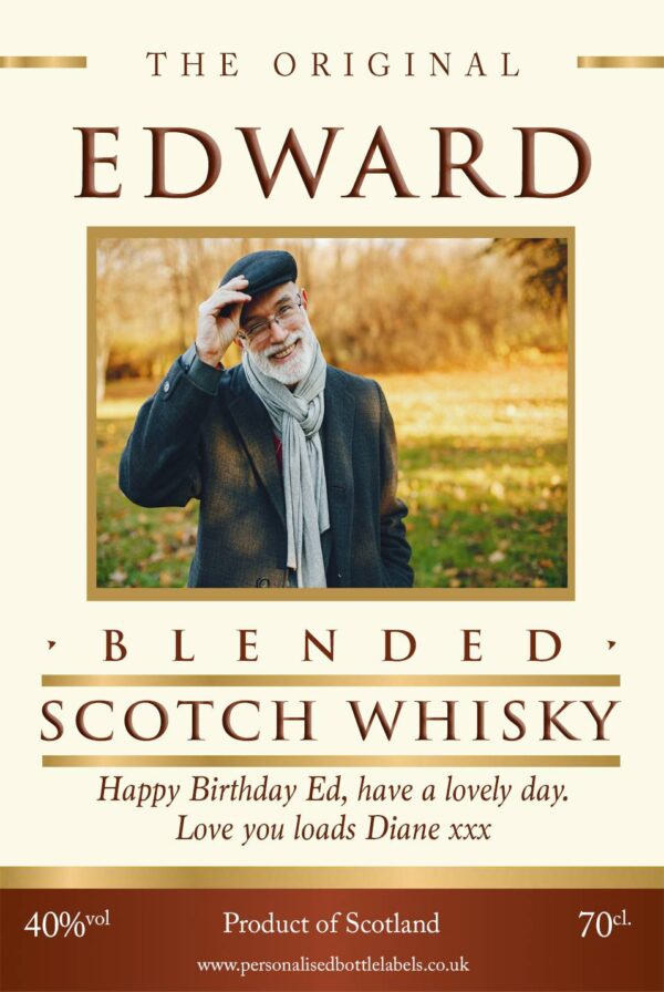 Personalised Photo Upload Blended Whisky Label