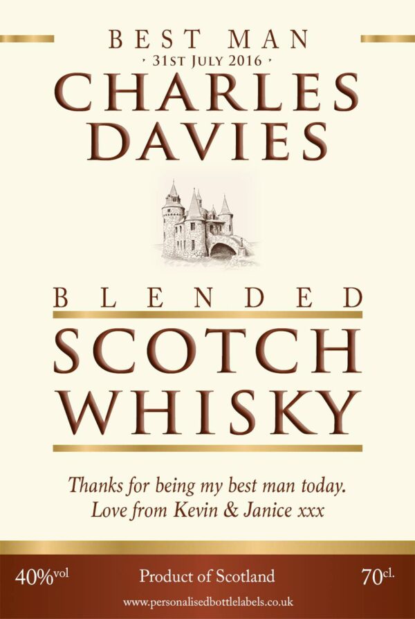 Personalised Wedding Title Blended Whisky Label