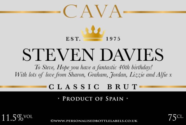 Personalised Authentic Grey Cava Label