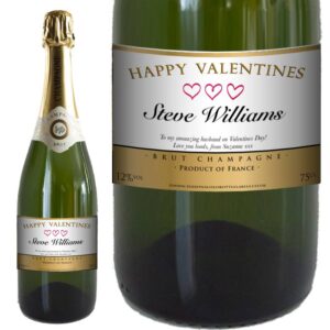 Personalised Valentines Champagne - Hearts