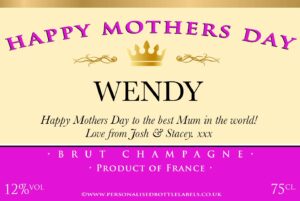 Personalised Mothers Day Champagne Label