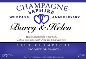 Personalised Sapphire Anniversary Champagne Label