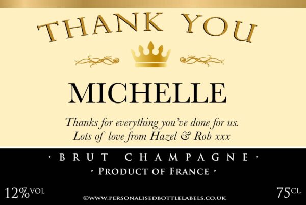 Personalised Thank You Champagne Label