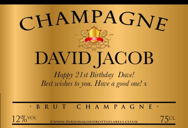 Personalised Gold Champagne Label
