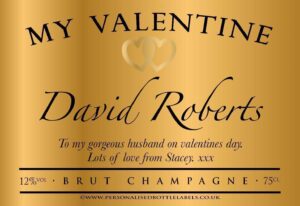 Personalised Valentines Gold Champagne Label