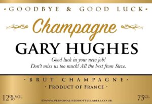 Personalised Goodbye Good Luck Champagne Label