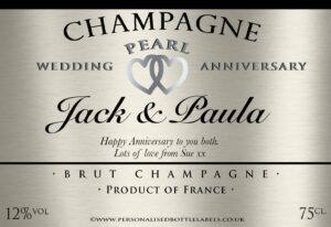 Personalised Pearl Anniversary Champagne Label