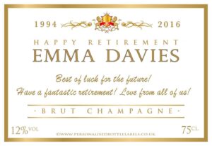 Personalised Retirement Champagne Label