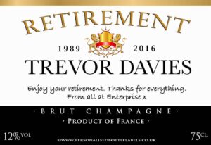Personalised Retirement Champagne Label Grey