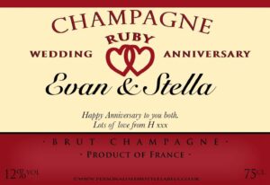 Personalised Ruby Anniversary Champagne Label