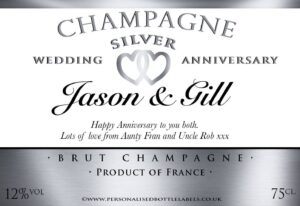 Personalised Silver Anniversary Champagne Label