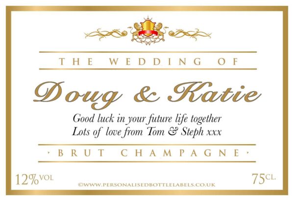 Personalised Wedding Champagne Label White