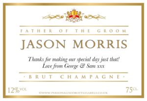 Personalised Wedding Title Champagne Label with Role