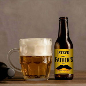 Personalised Fathers Day 500ml Lager - Choose Your Favourite Lager or Cider - Yellow Moustache
