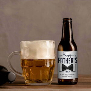 Personalised Fathers Day 500ml Lager - Choose Your Favourite Lager or Cider - Grey Bow Tie