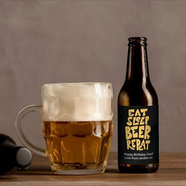 Personalised 500ml Lager for Any Occasion - Choose Your Favourite Lager or Cider - Eat Sleep Beer Repeat