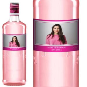 Personalised Pink Gin Bottle Label – Birthday Gift Name Sticker – Get Invited