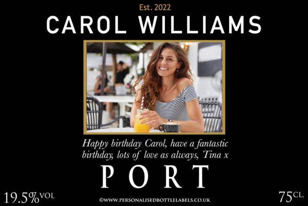 Personalised Photo Traditional Black Ruby Port Label