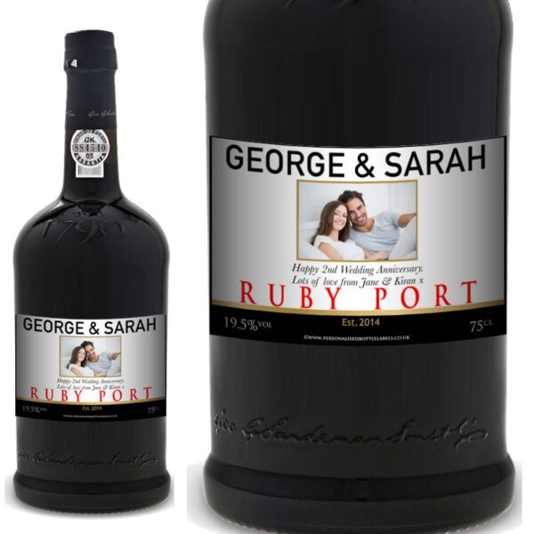 Personalised Photo Ruby Port - White