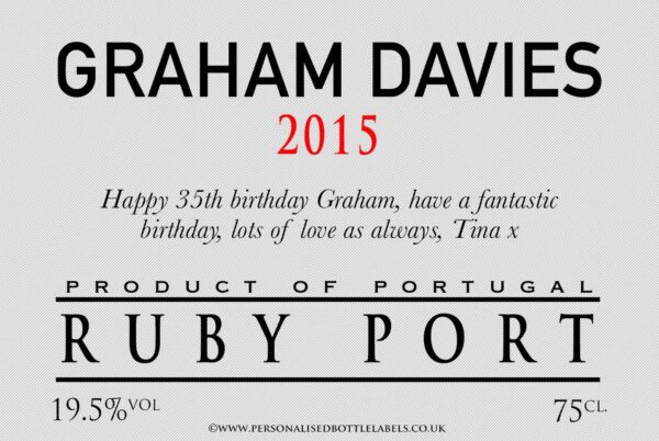 Personalised Traditional Grey Ruby Port Label
