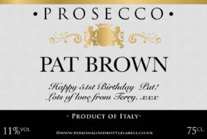 Personalised Prosecco Label Grey Authentic