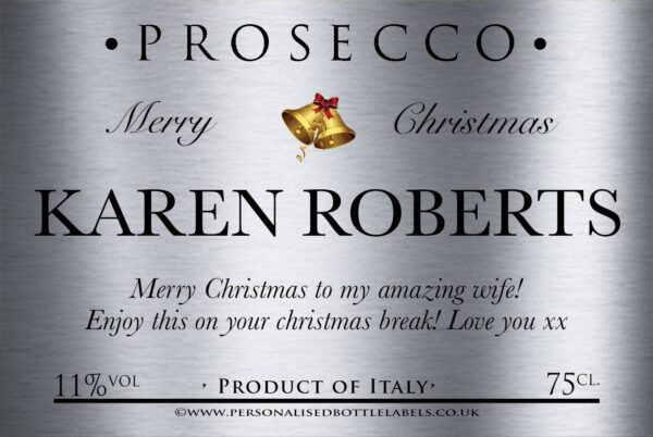 Personalised Merry Christmas Prosecco Label