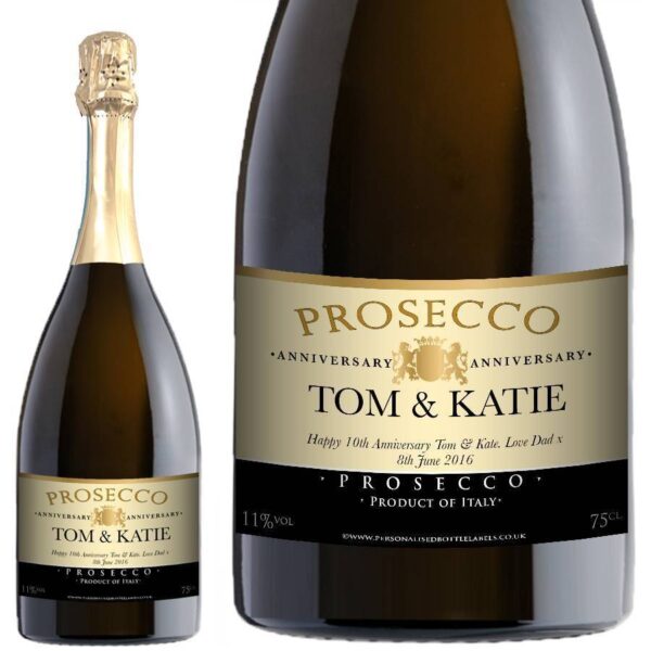 Personalised Anniversary Prosecco - Cream Label