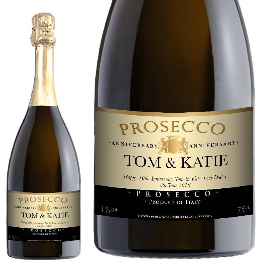 Personalised Anniversary Prosecco Cream Label Personalised Bottle